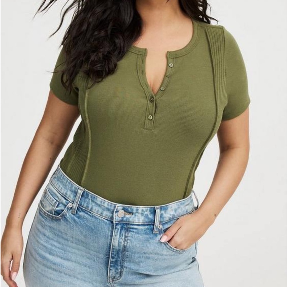NWT Torrid Olive Green Ribbed Bodysuit